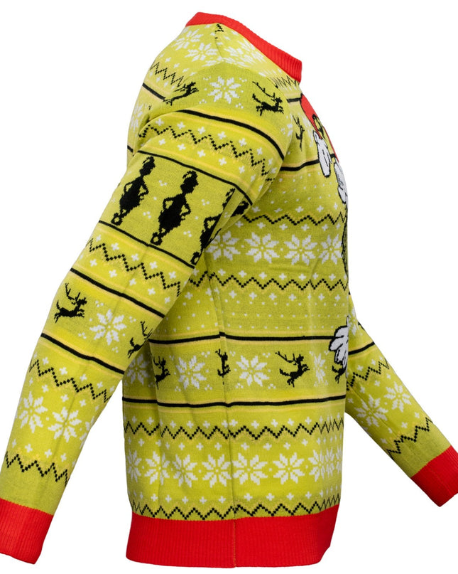 Pull de Noël moche pour adulte avec bonnet de Père Noël Grinch