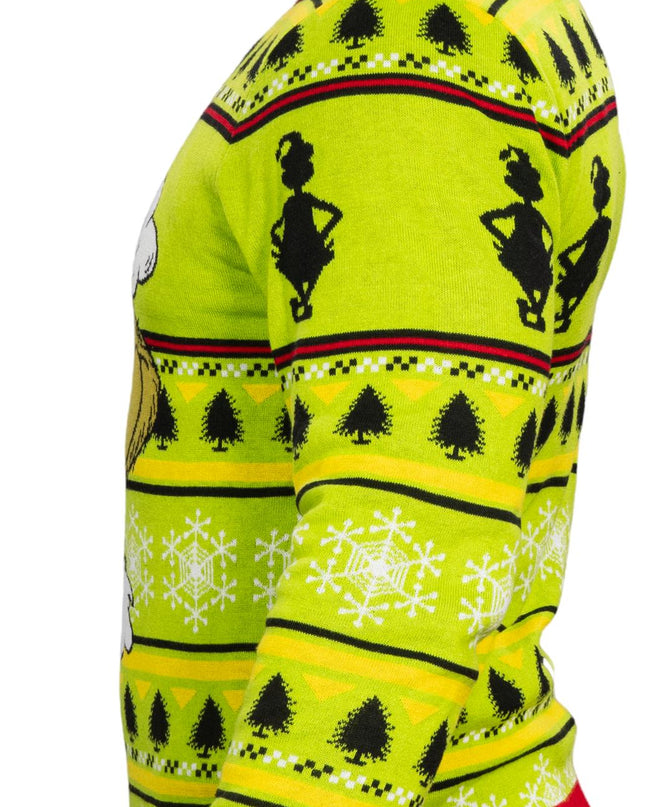 Couronne de Noël avec bonnet de Père Noël et tête de Grinch