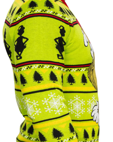 Couronne de Noël avec bonnet de Père Noël et tête de Grinch