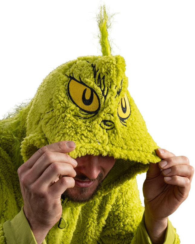 Combinaison en sherpa Grinch avec fermeture éclair sur la tête