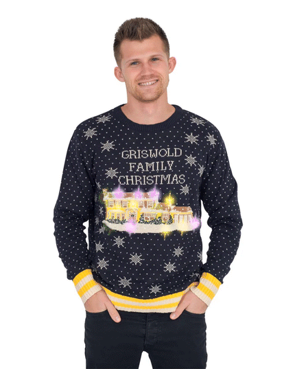 Pull de Noël moche de la famille Griswold avec lumières LED