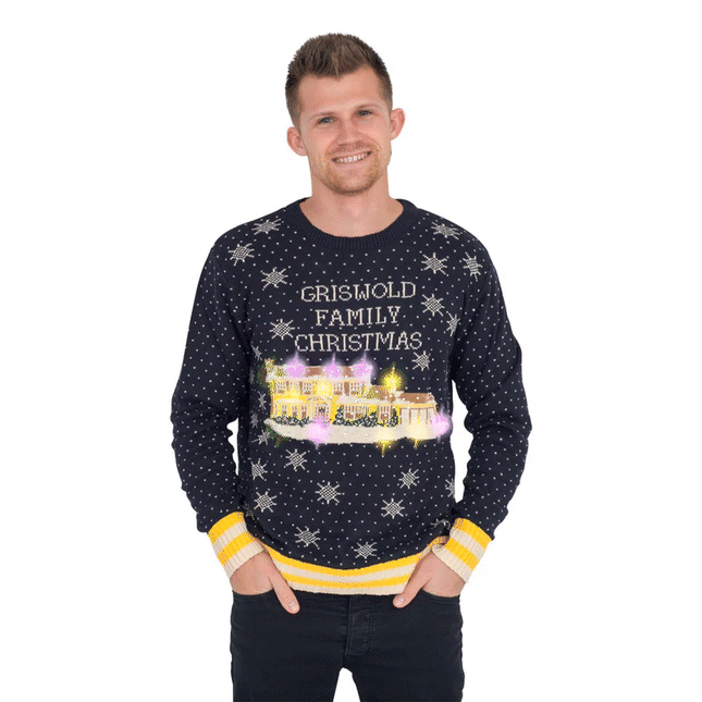 Pull de Noël moche de la famille Griswold avec lumières LED