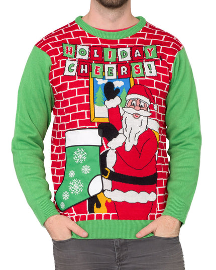 Joyeux Noël ! Le Père Noël avec son porte-bière et son pull de Noël moche