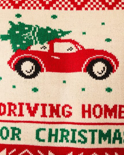 Pull de Noël pour homme « Rentrer à la maison en voiture » ​​pour un esprit festif
