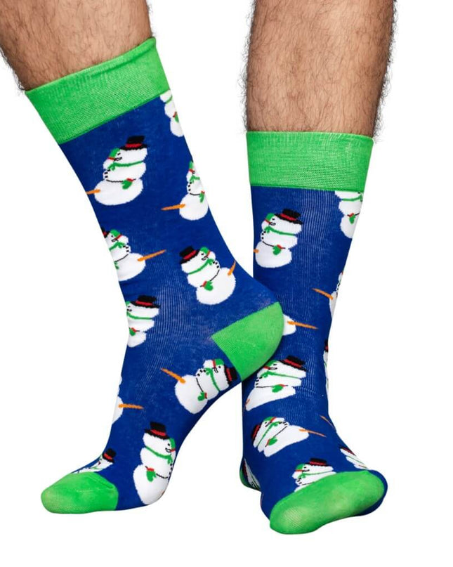 Chaussettes de Noël moches pour adultes avec des bonhommes de neige joyeux