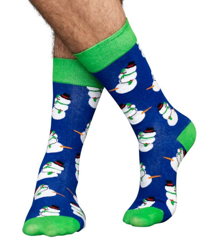 Chaussettes de Noël moches pour adultes avec des bonhommes de neige joyeux
