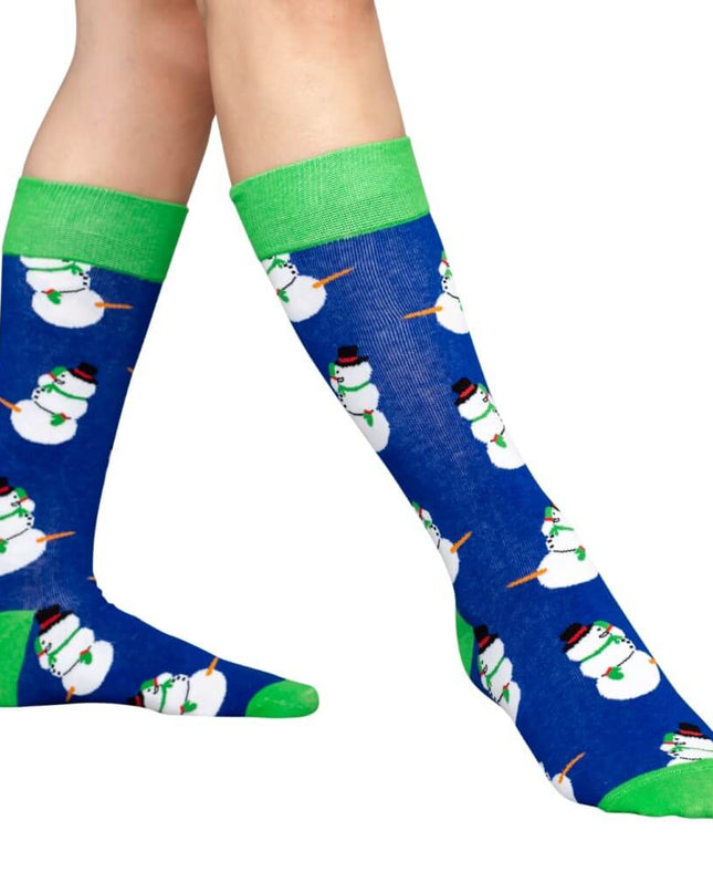 Chaussettes de Noël moches pour adultes avec des bonhommes de neige joyeux
