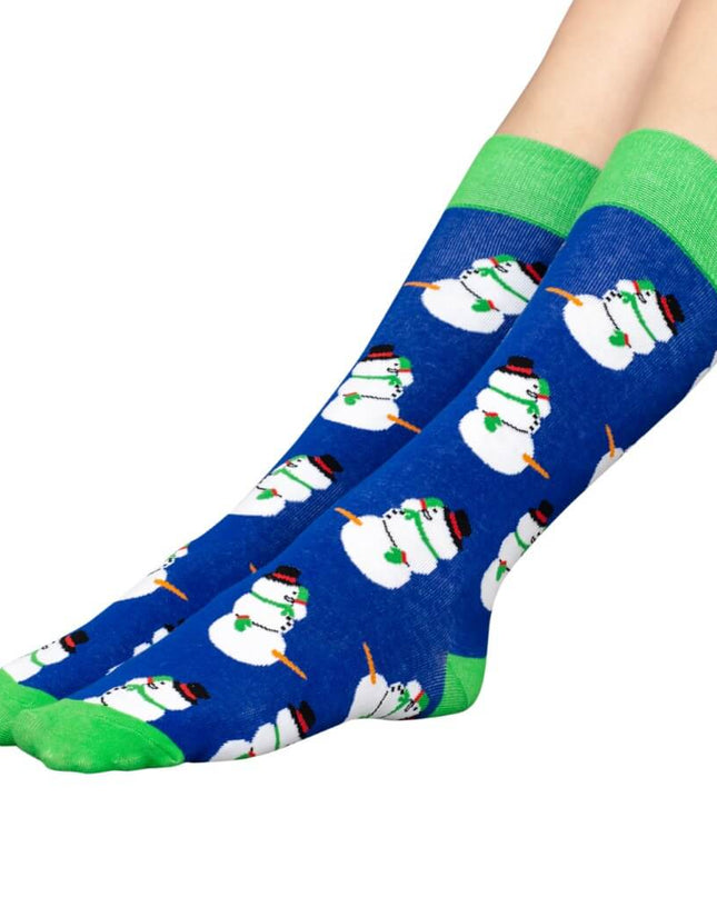 Chaussettes de Noël moches pour adultes avec des bonhommes de neige joyeux
