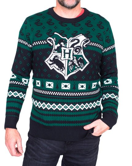 Pull moche à motifs de Noël Harry Potter Serpentard