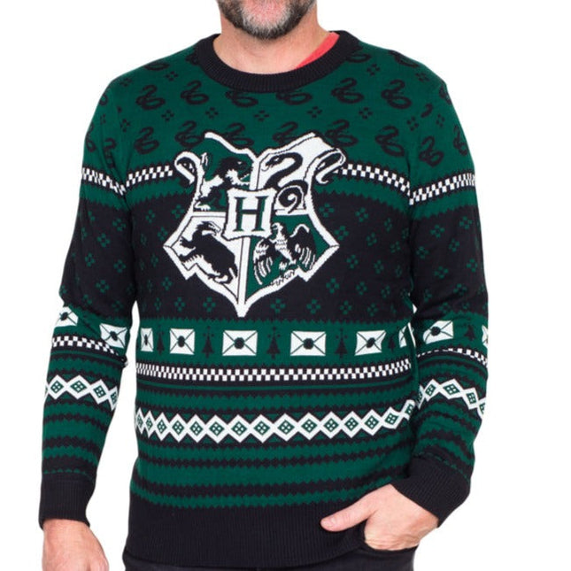 Pull moche à motifs de Noël Harry Potter Serpentard