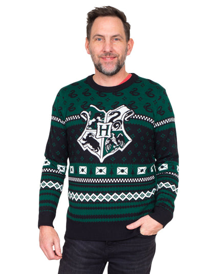 Pull moche à motifs de Noël Harry Potter Serpentard