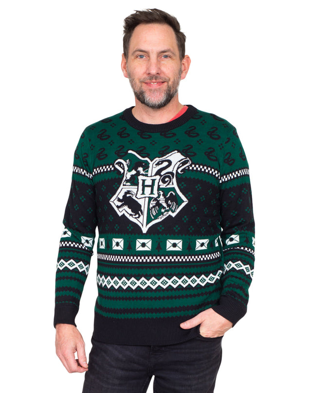 Pull moche à motifs de Noël Harry Potter Serpentard