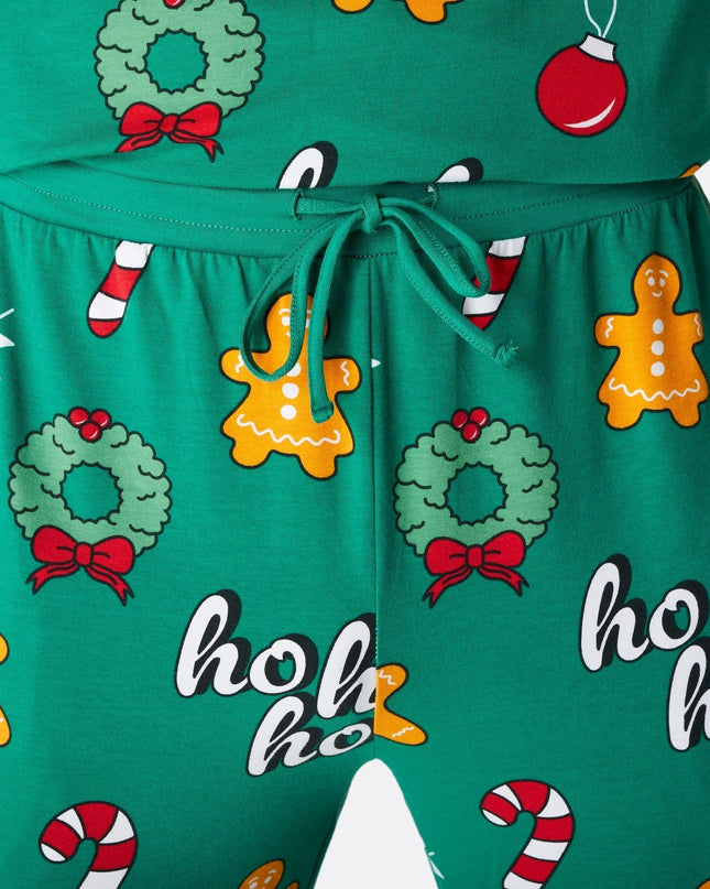 Pyjamas de Noël verts Hohoho pour toute la famille | Vêtements de nuit amusants pour les fêtes