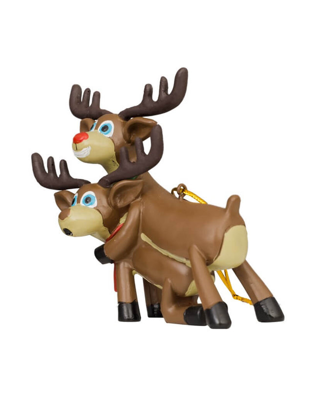 Ornement de sapin de Noël représentant un renne en pleine action