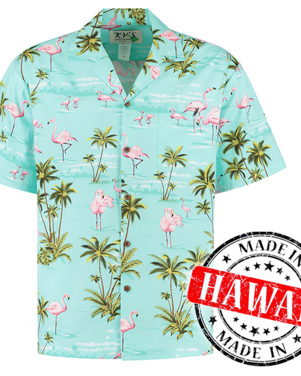 Chemise hawaïenne à motif flamants roses