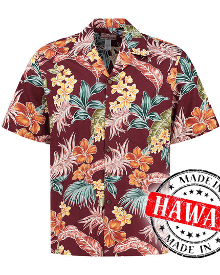 Chemise hawaïenne Tropical Oasis Bordeaux