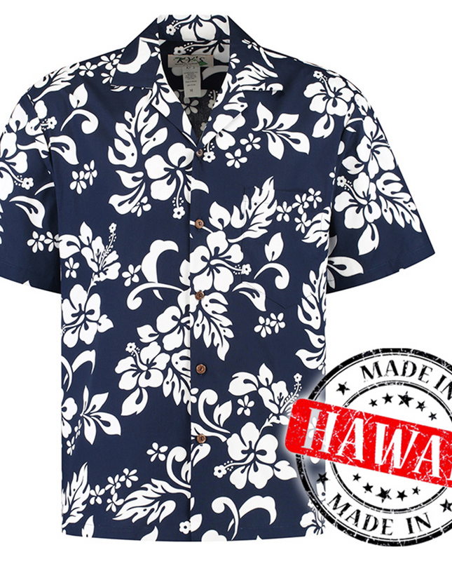 Chemise hawaïenne à motifs floraux bleus