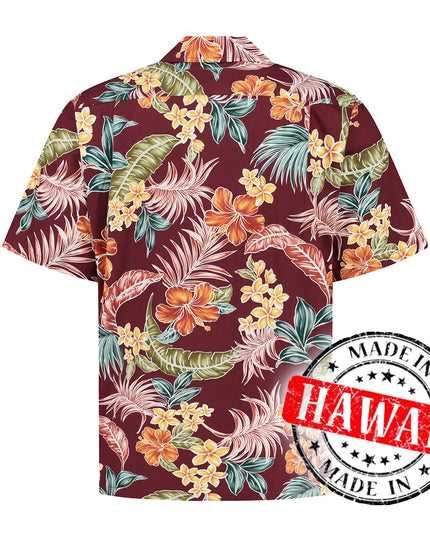 Chemise hawaïenne Tropical Oasis Bordeaux