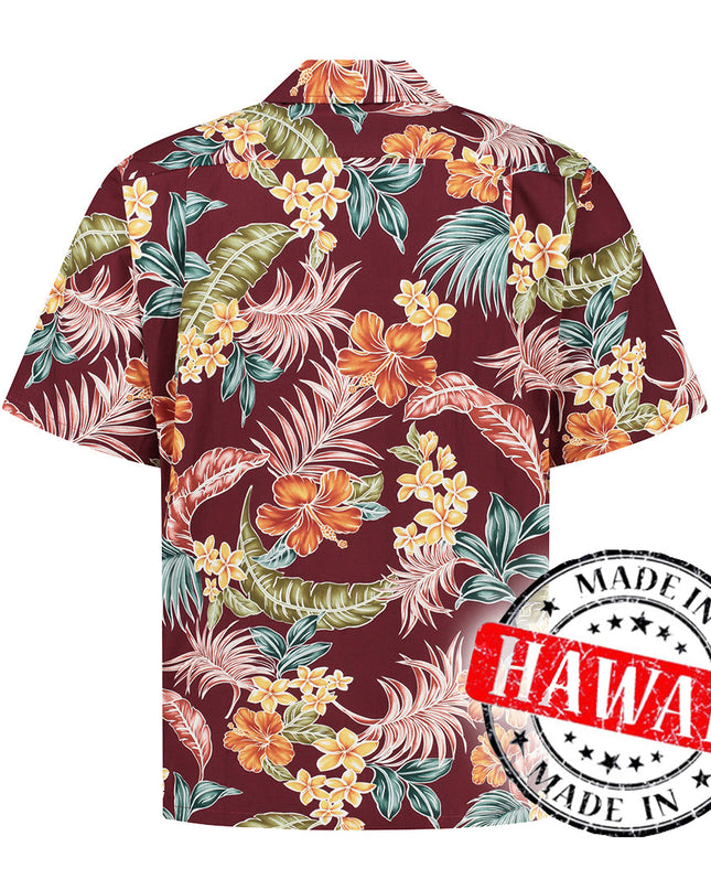 Chemise hawaïenne Tropical Oasis Bordeaux