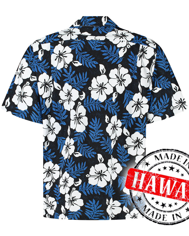 Chemise hawaïenne à fleurs bleues gracieuses