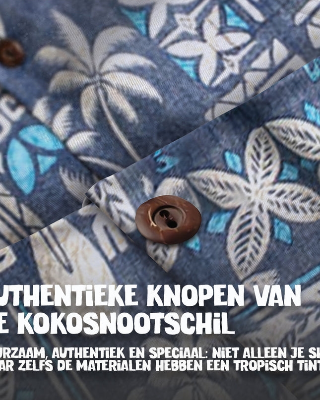 Chemise hawaïenne Tapa Blue pour hommes