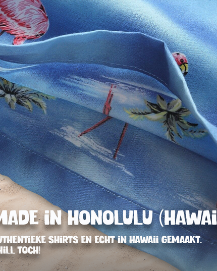 Chemise hawaïenne à motif flamant rose dans l'eau