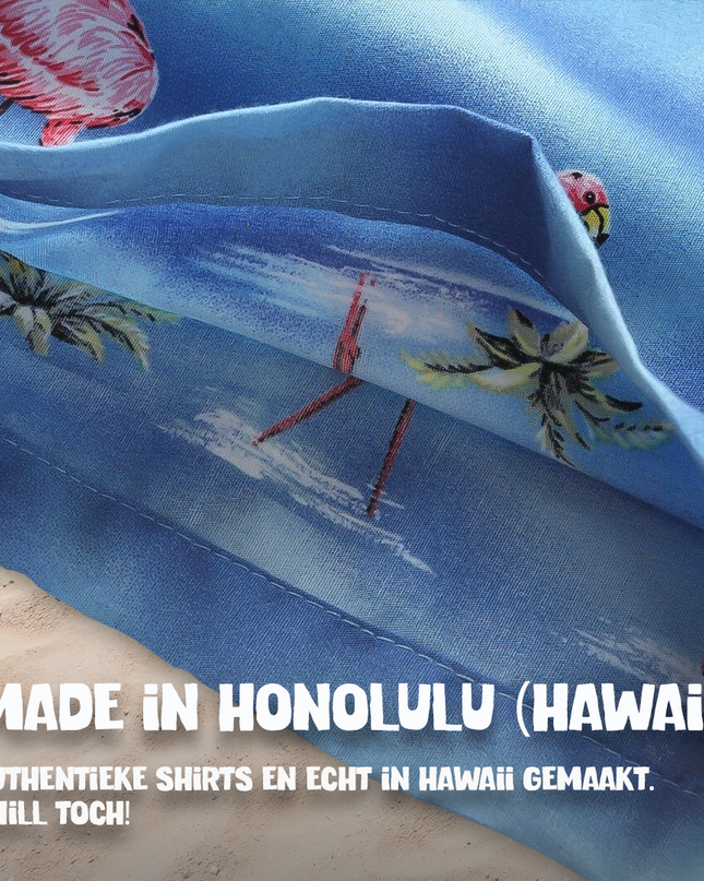 Chemise hawaïenne à motif flamant rose dans l'eau