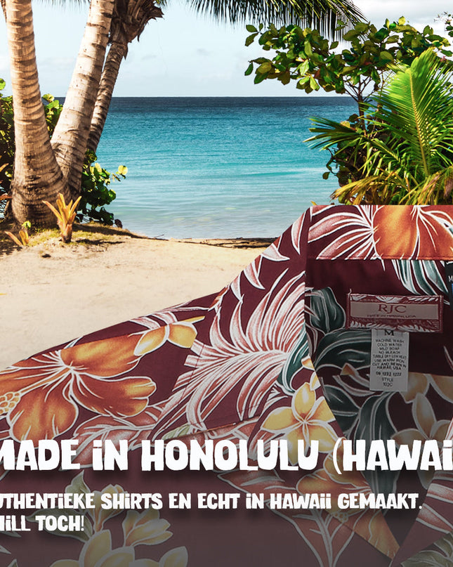 Chemise hawaïenne Tropical Oasis Bordeaux