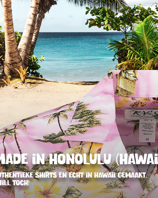 Chemise hawaïenne sur le thème de l'aventure insulaire