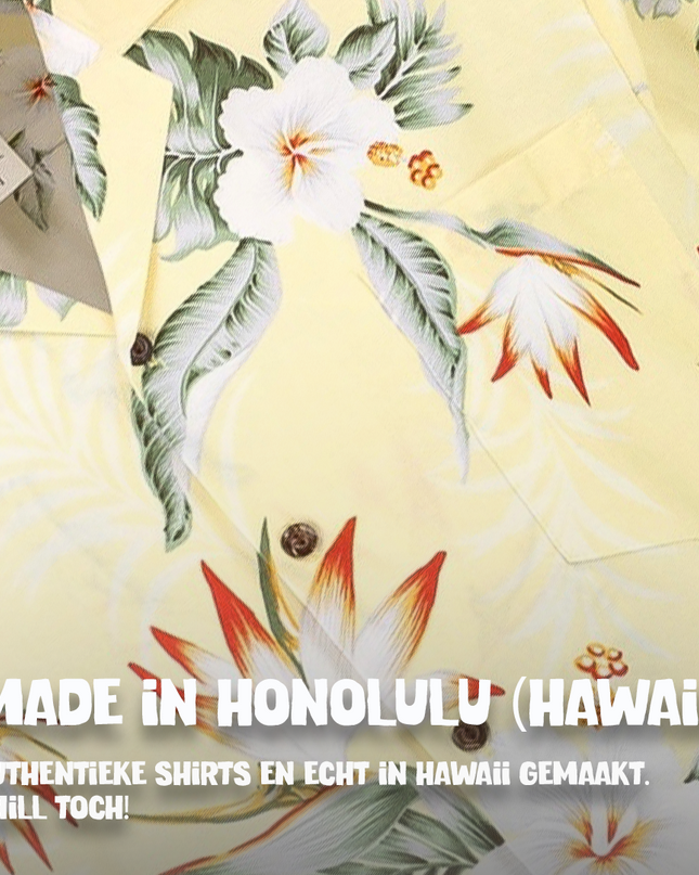 Chemise hawaïenne jaune hibiscus pour hommes