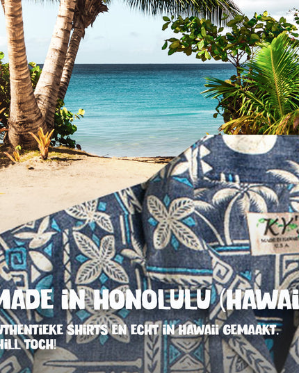 Chemise hawaïenne Tapa Blue pour hommes