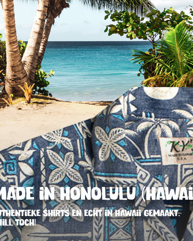 Chemise hawaïenne Tapa Blue pour hommes
