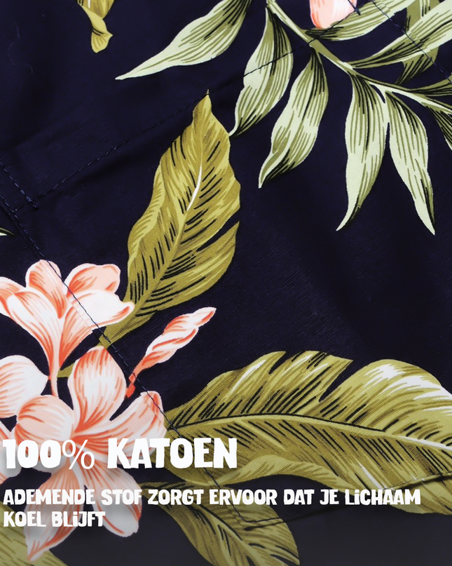 Chemise hawaïenne bleue hibiscus pour hommes