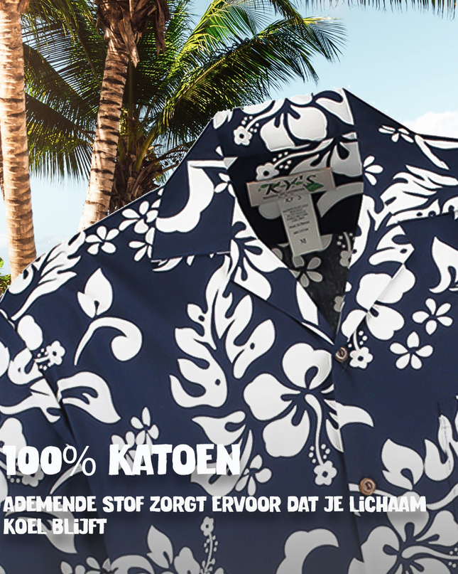 Chemise hawaïenne à motifs floraux bleus