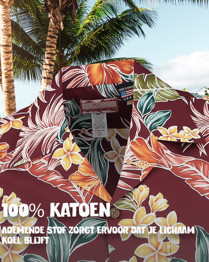 Chemise hawaïenne Tropical Oasis Bordeaux