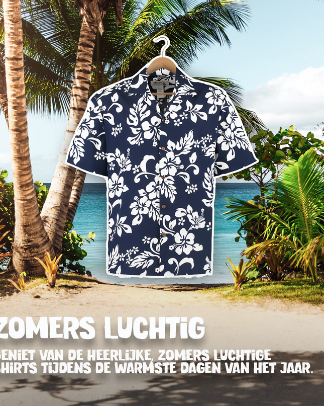 Chemise hawaïenne à motifs floraux bleus