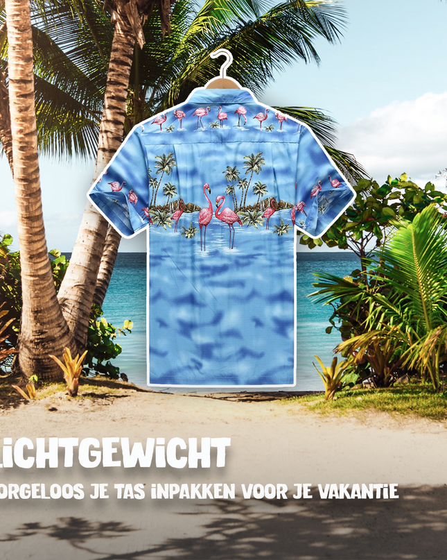 Chemise hawaïenne à motif flamant rose dans l'eau