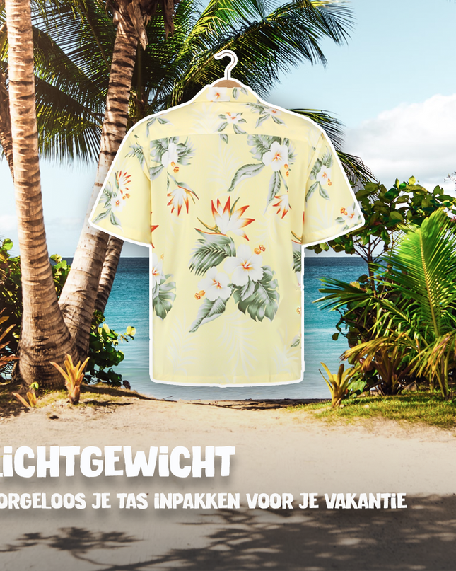Chemise hawaïenne jaune hibiscus pour hommes