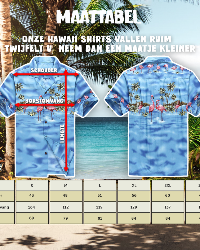 Chemise hawaïenne à motif flamant rose dans l'eau