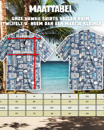 Chemise hawaïenne Tapa Blue pour hommes