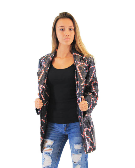 Veste blazer moche à paillettes pour femme