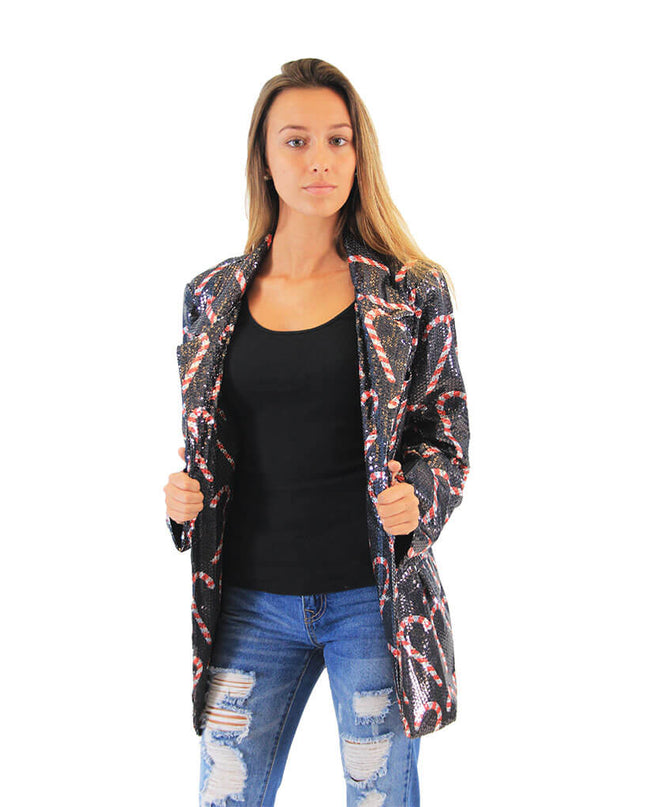 Veste blazer moche à paillettes pour femme