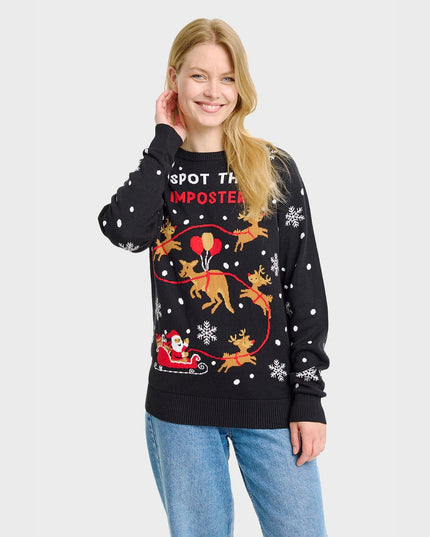 Pull de Noël imposteur pour femme - Style douillet pour les fêtes