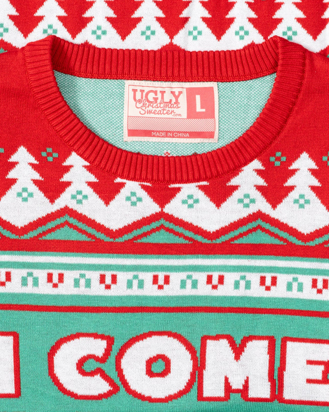 Pulls de Noël moches unisexes pour couples « Je viens en paix »