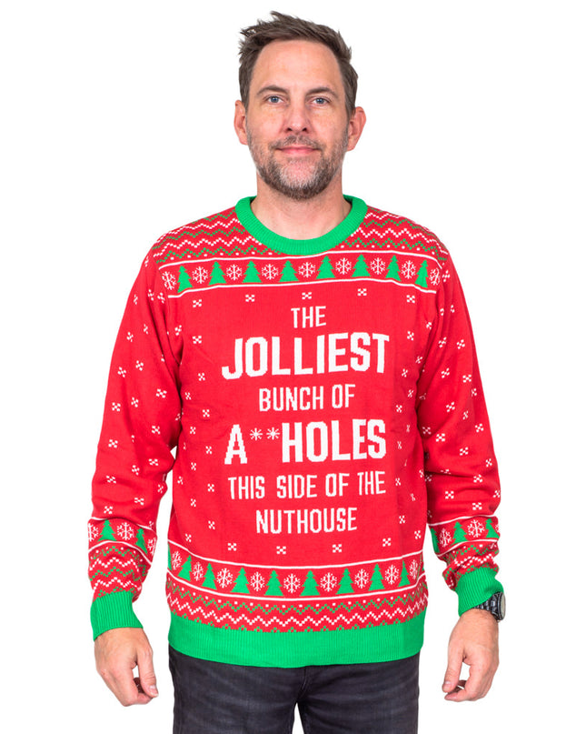 Le pull de Noël rouge moche de la bande la plus joyeuse