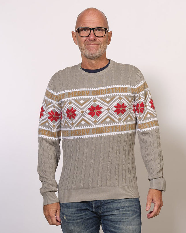 Pull de Noël gris nordique - Mode unisexe pour les fêtes