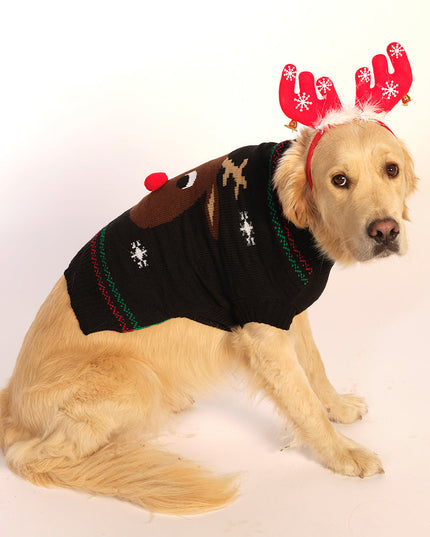 Pull de Noël noir pour chien en 3D