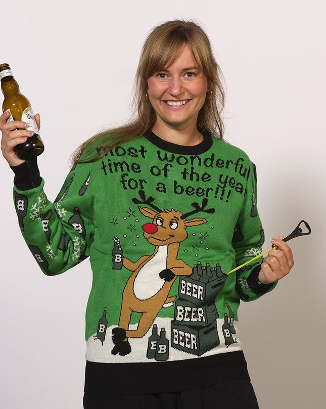 Pull de Noël vert « La plus belle période »