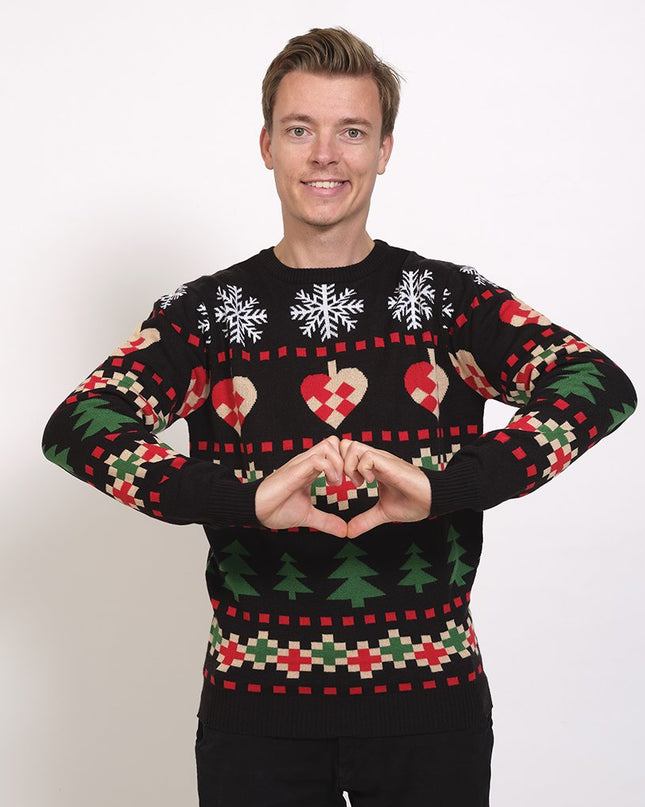 Pull de Noël noir classique - Unisexe