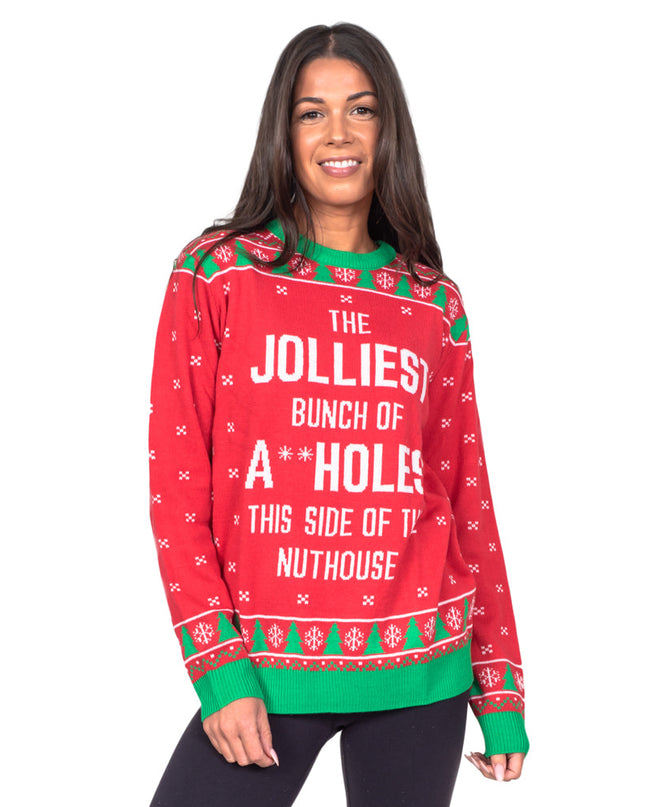 Le pull de Noël rouge moche de la bande la plus joyeuse